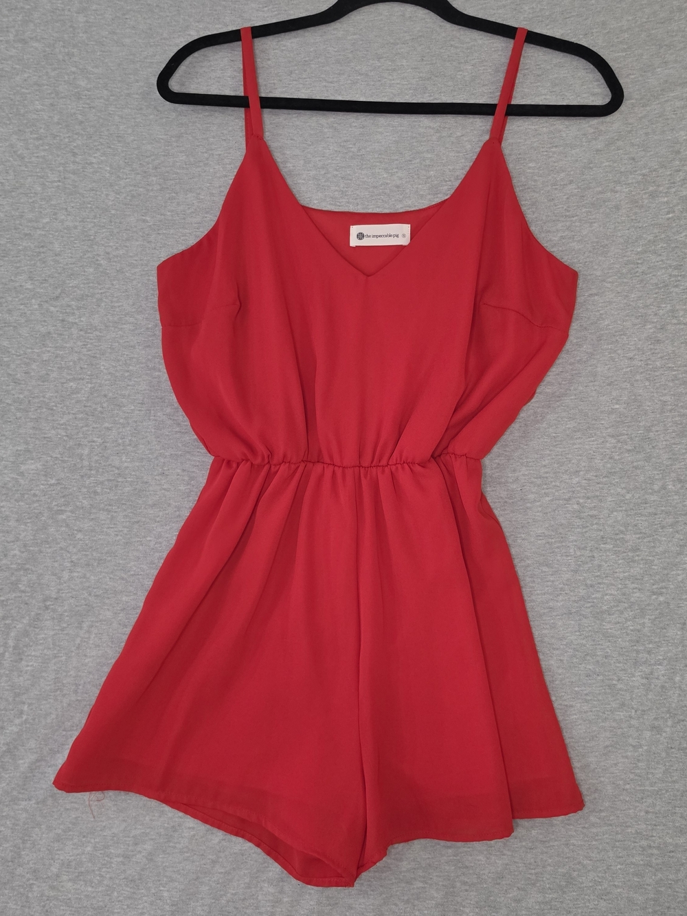 The Impeccable Pig Red Spaghetti-Strap Romper Size Small